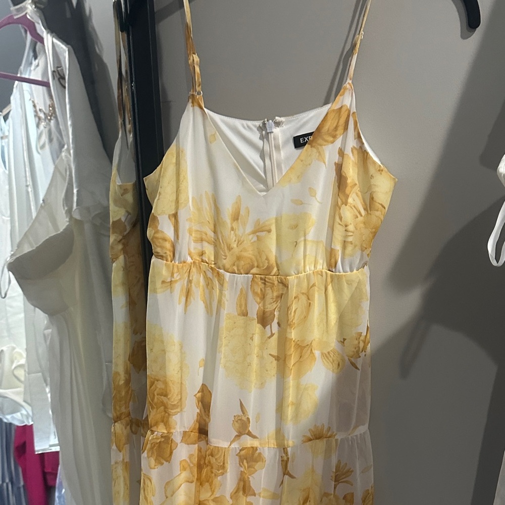 LOFT Yellow Floral Maxi Dress
